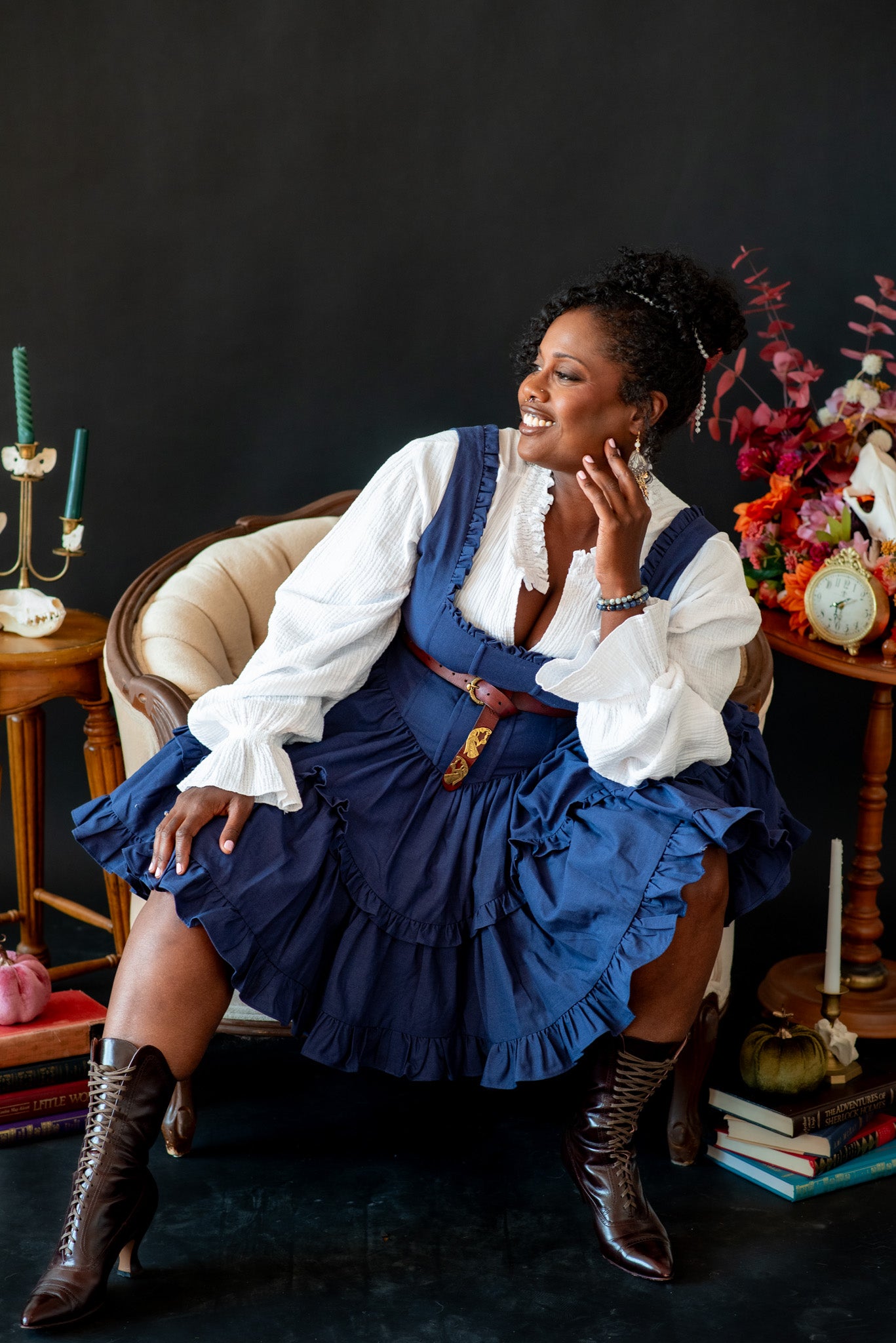 Midnight Carmilla Mini Dress - Autumn Whimsy - Final Sale