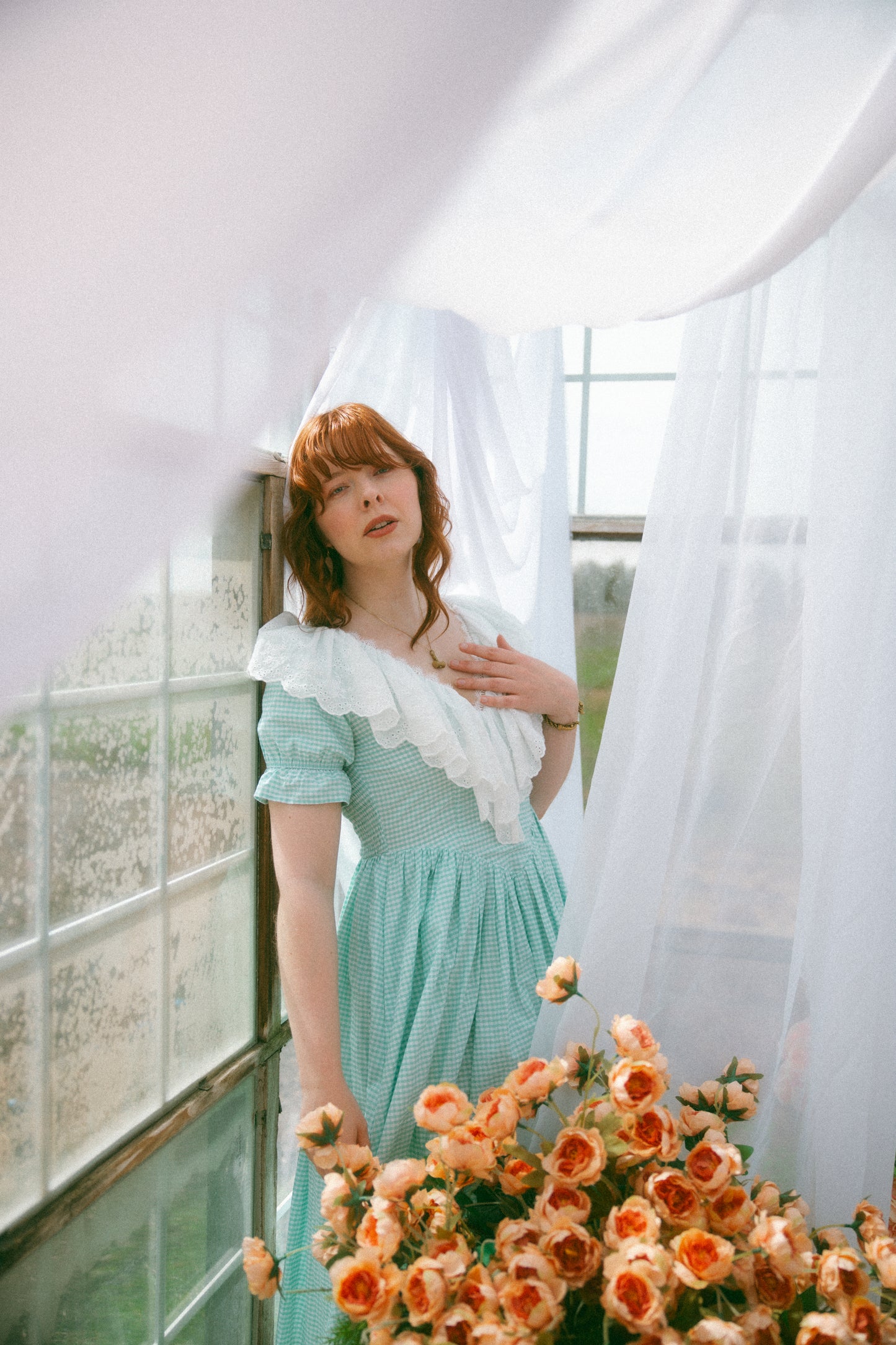 Anne Short Sleeve Mint Gingham - July Pre-Order