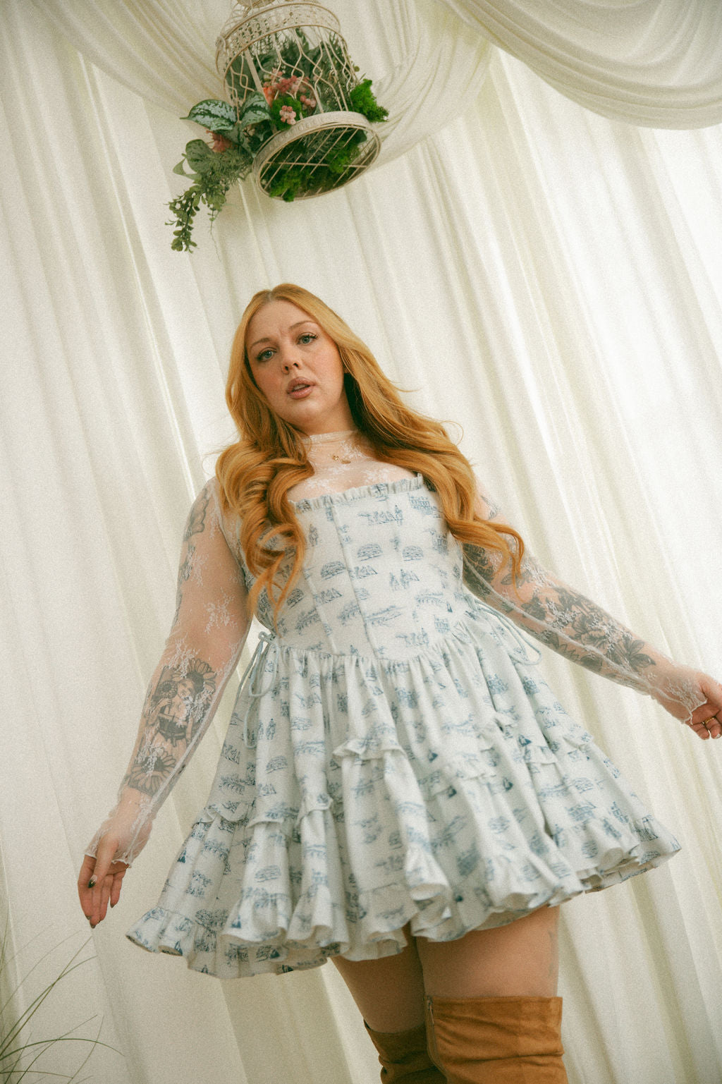 Blue Toile Carmilla Mini Dress - Pride & Prejudice Collection