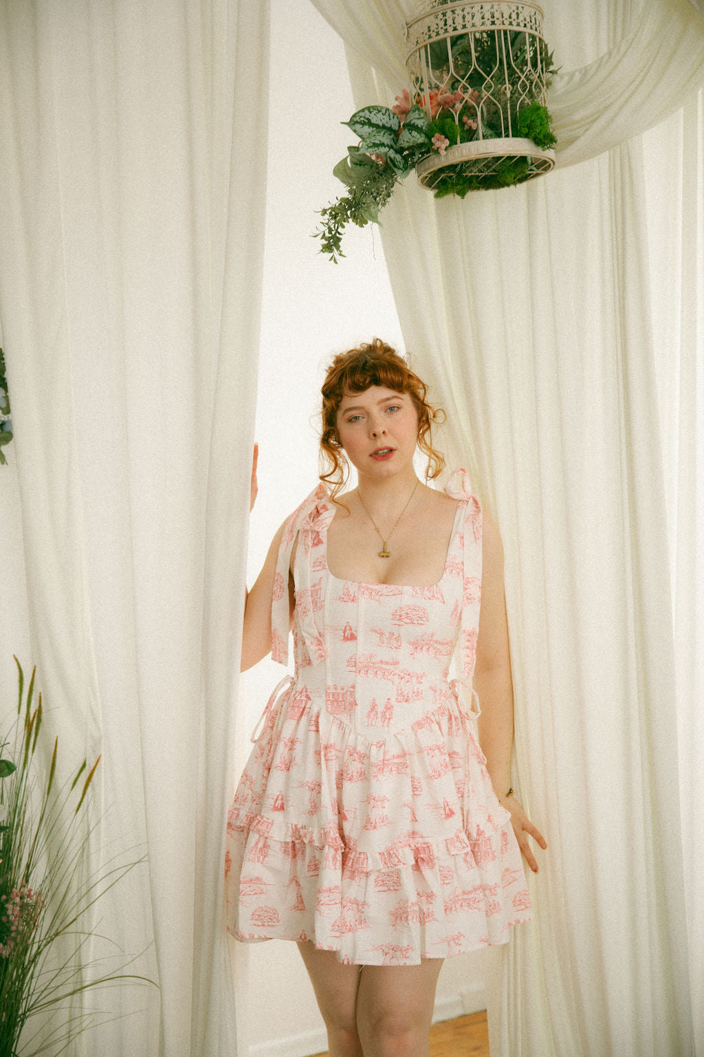 Pink Toile Diana Mini Dress - Pride & Prejudice Collection