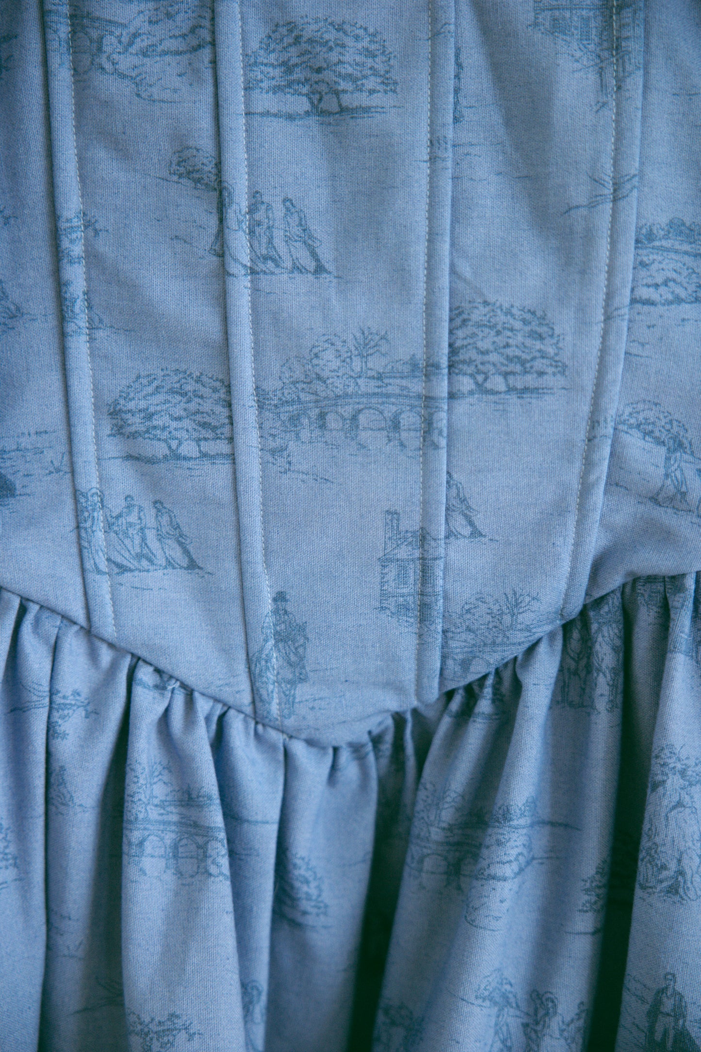 Hand Dyed Toile Diana Mini Dress - Bluebell