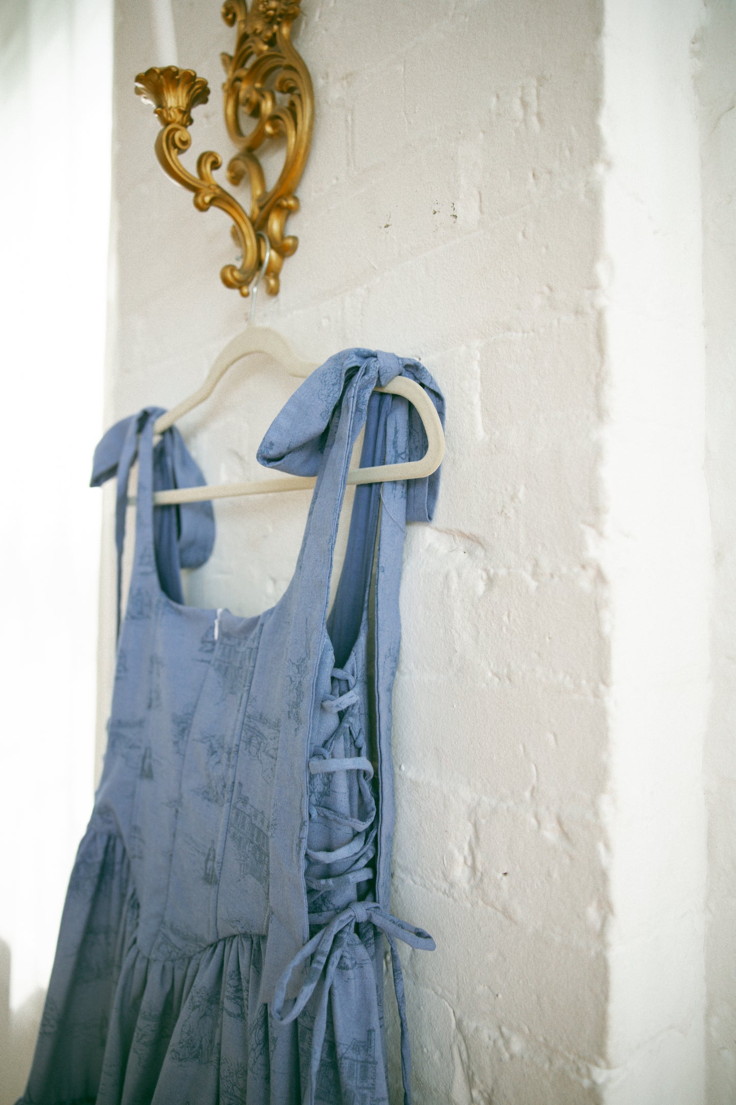 Hand Dyed Toile Diana Dress - Bluebell