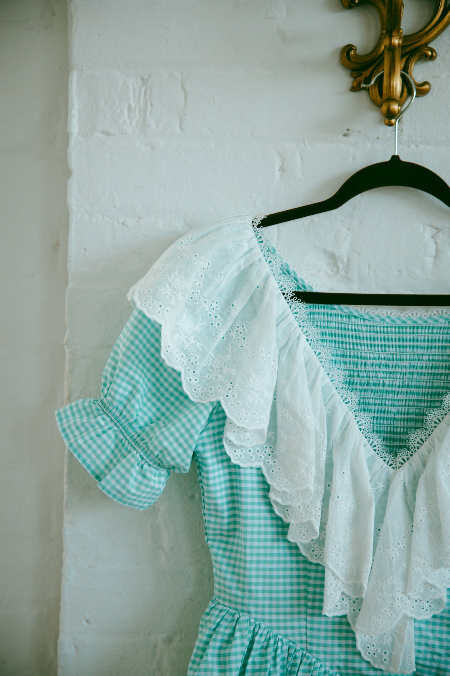 Anne Short Sleeve Mint Gingham - July Pre-Order