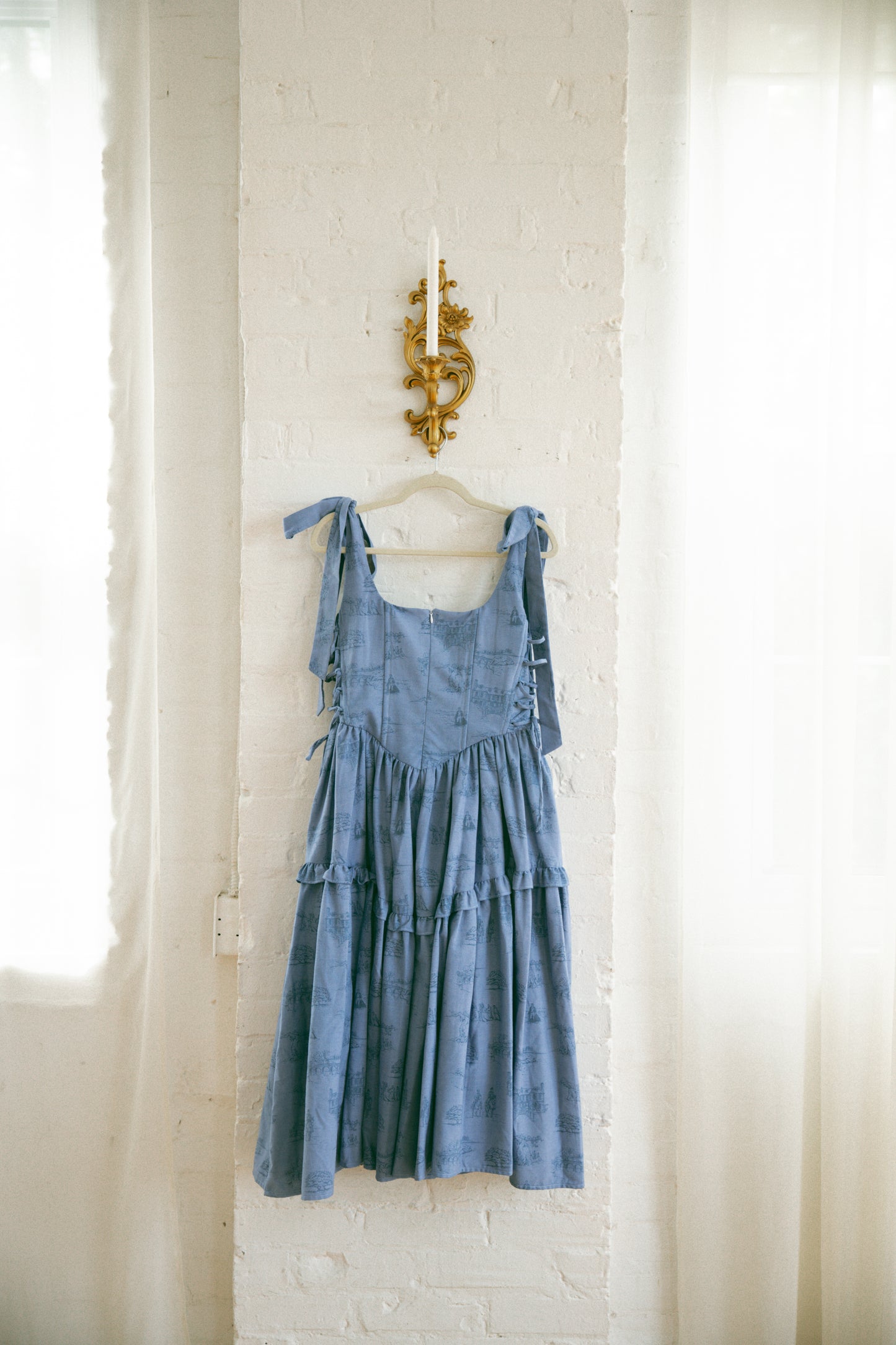 Hand Dyed Toile Diana Dress - Bluebell