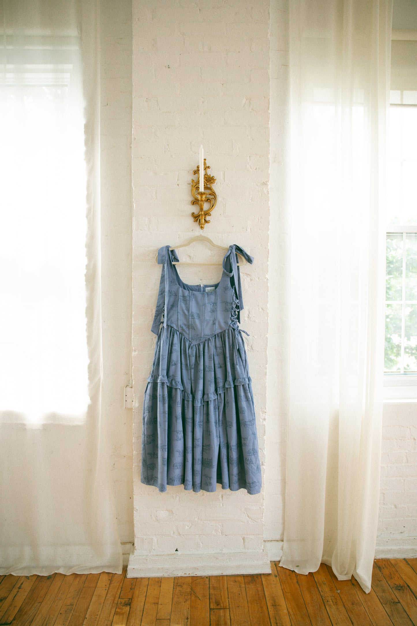 Hand Dyed Toile Diana Dress - Bluebell