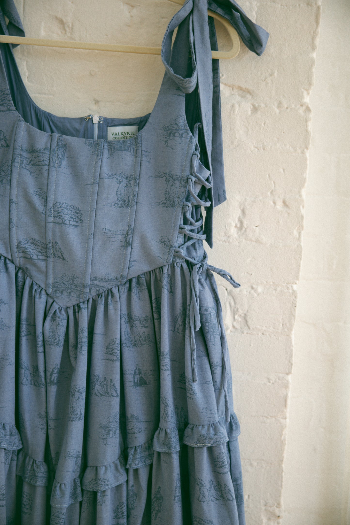 Hand Dyed Toile Diana Dress - Bluebell