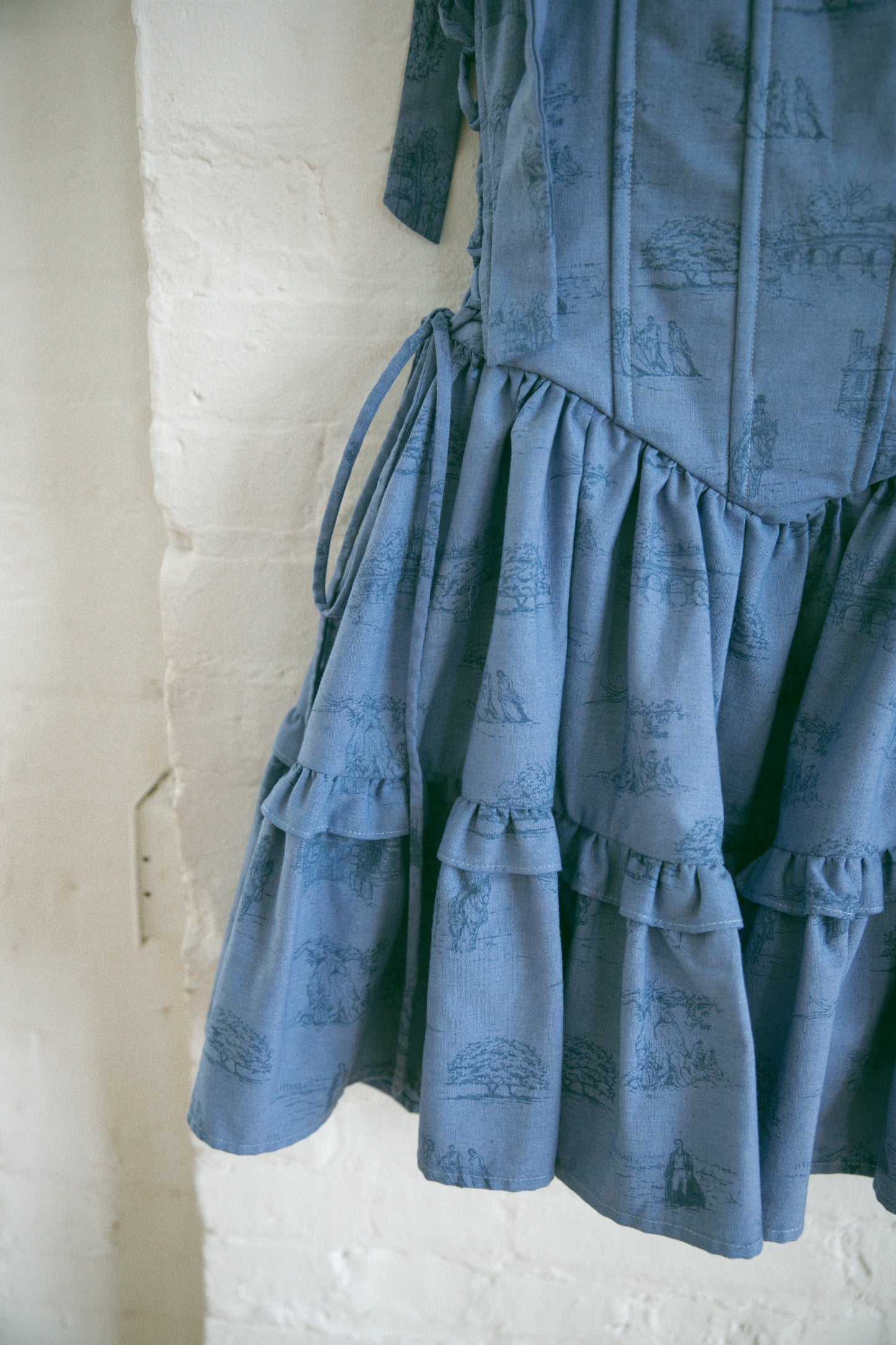 Hand Dyed Toile Diana Mini Dress - Bluebell