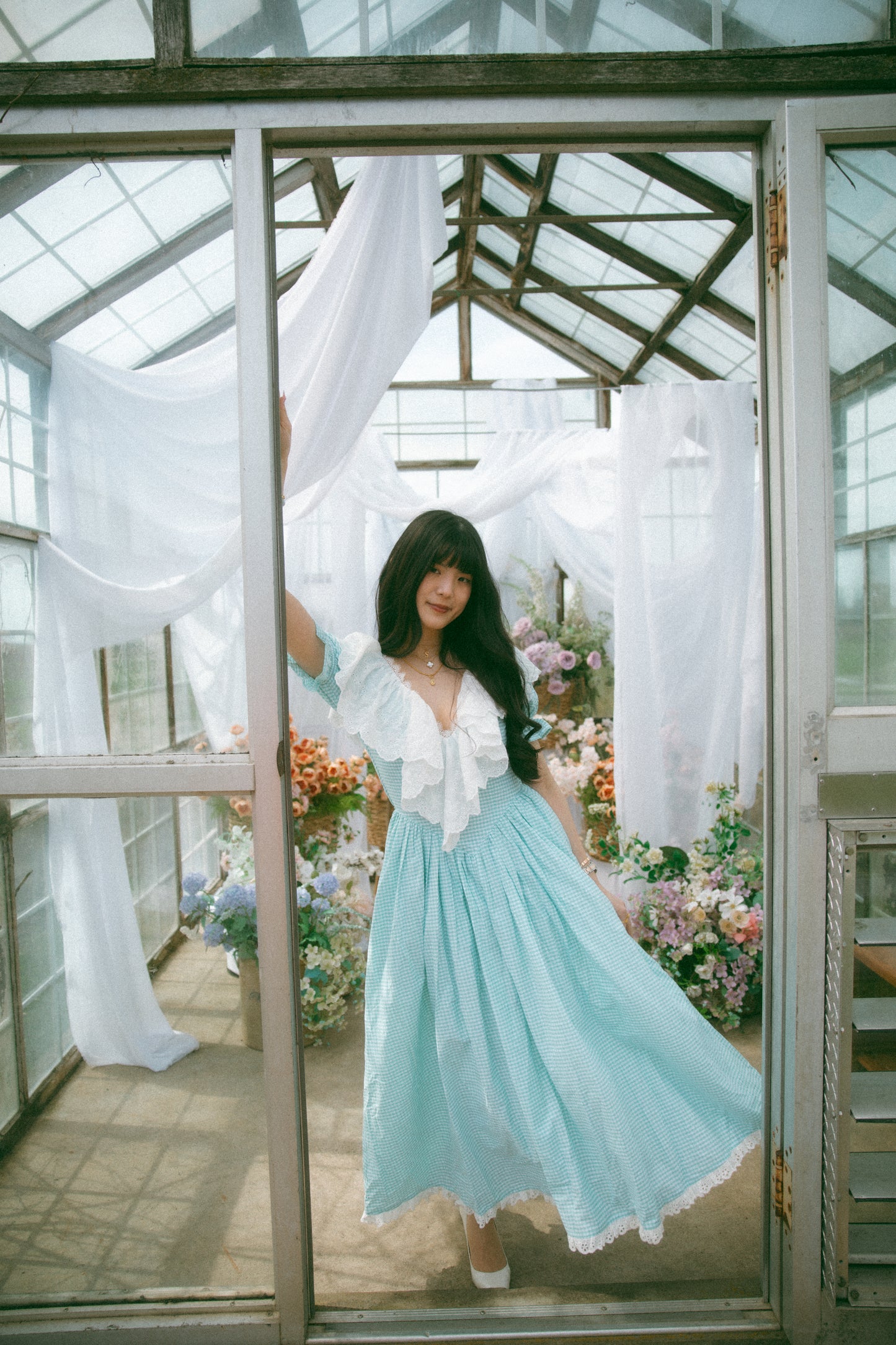 Anne Short Sleeve Mint Gingham - July Pre-Order