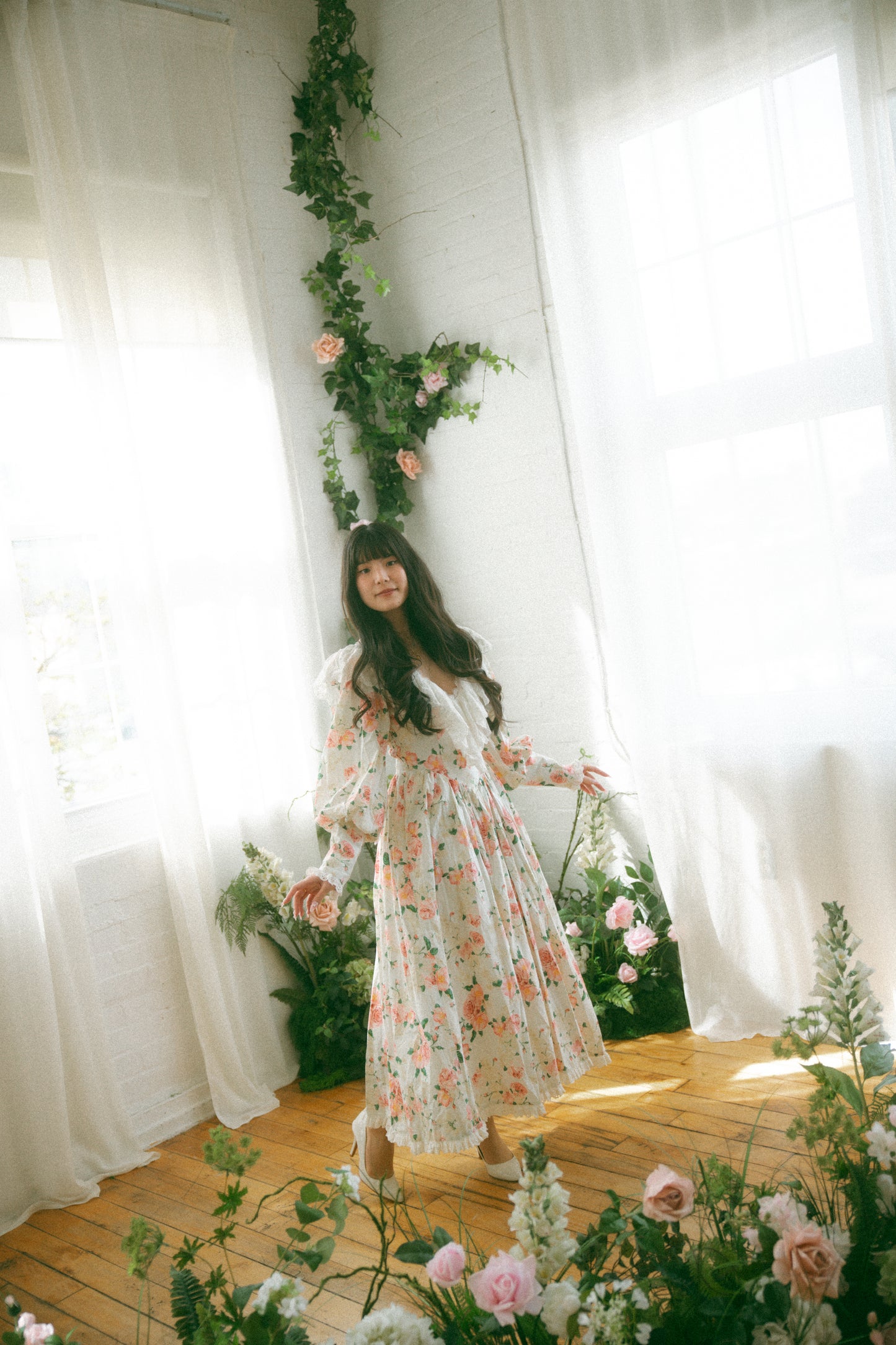 Anne Long Sleeve Cream Floral - July Pre-Order