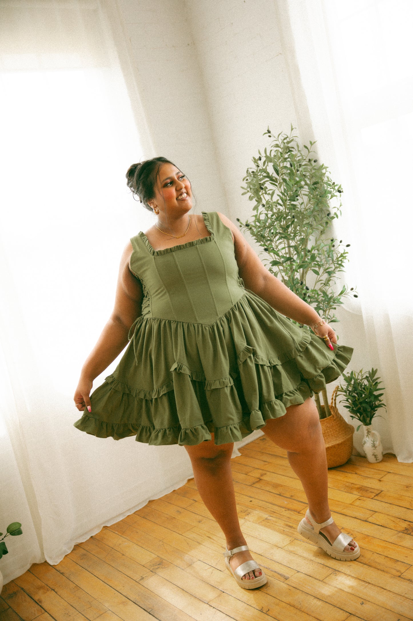 Pre-Order - Olive Carmilla Mini Dress