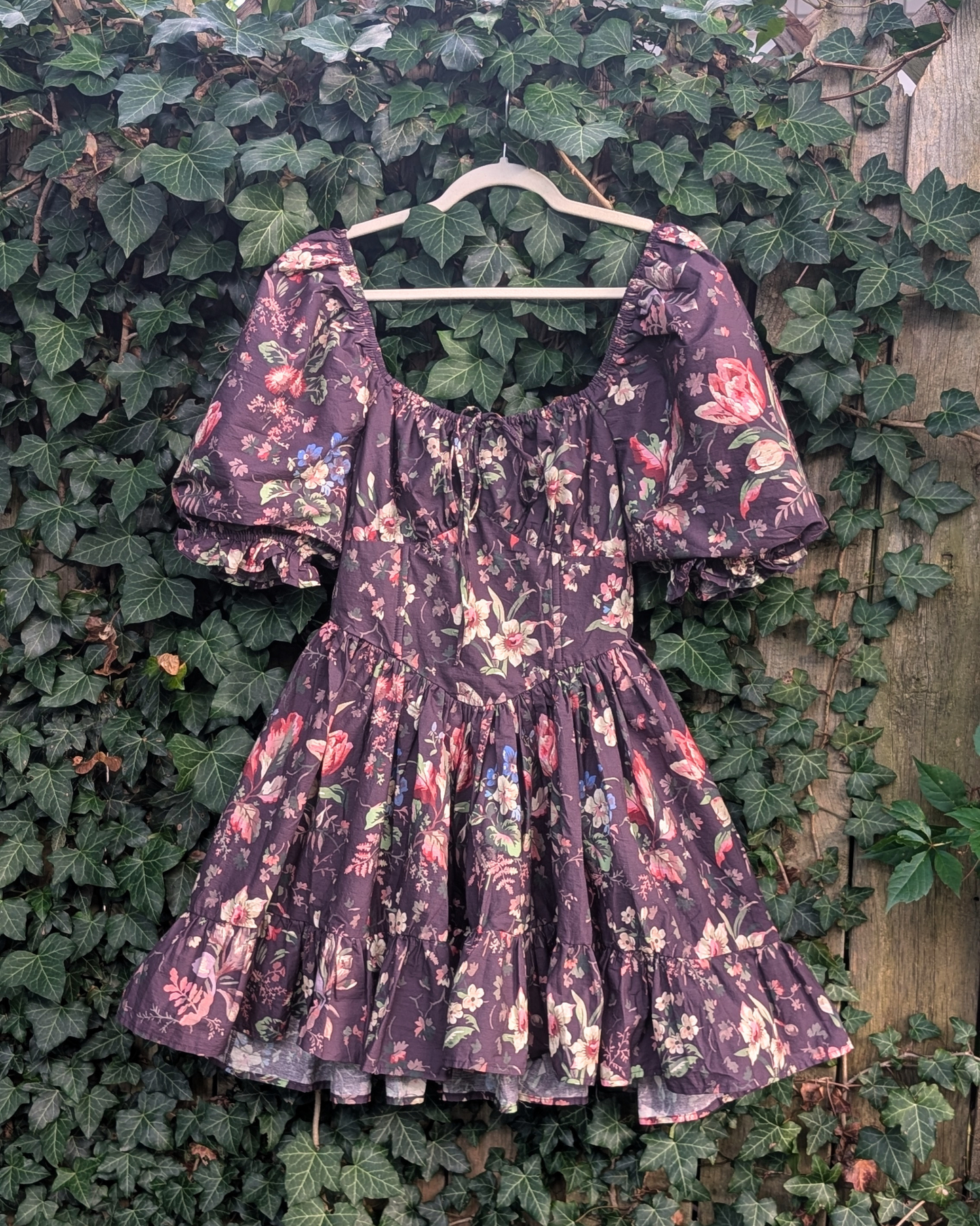 Eira Short Sleeve Dark Floral Mini