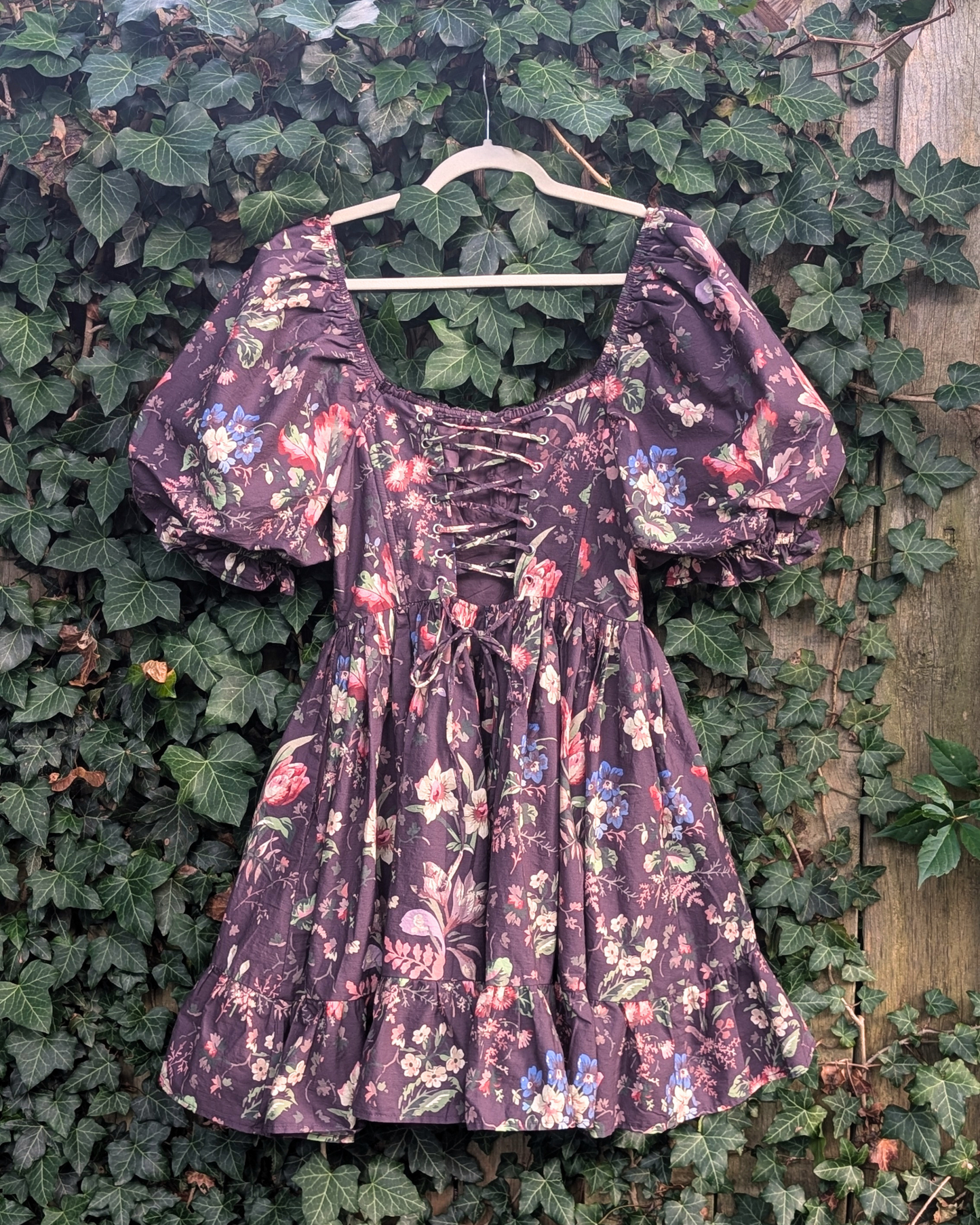 Eira Short Sleeve Dark Floral Mini
