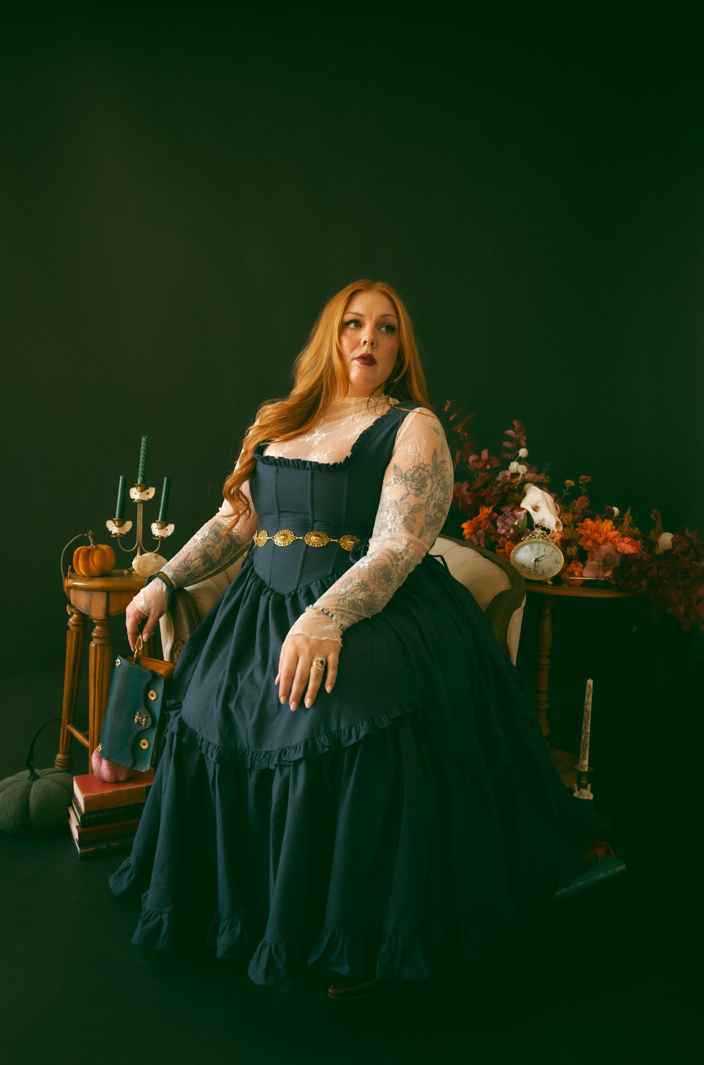 Midnight Carmilla Dress - Autumn Whimsy - Final Sale