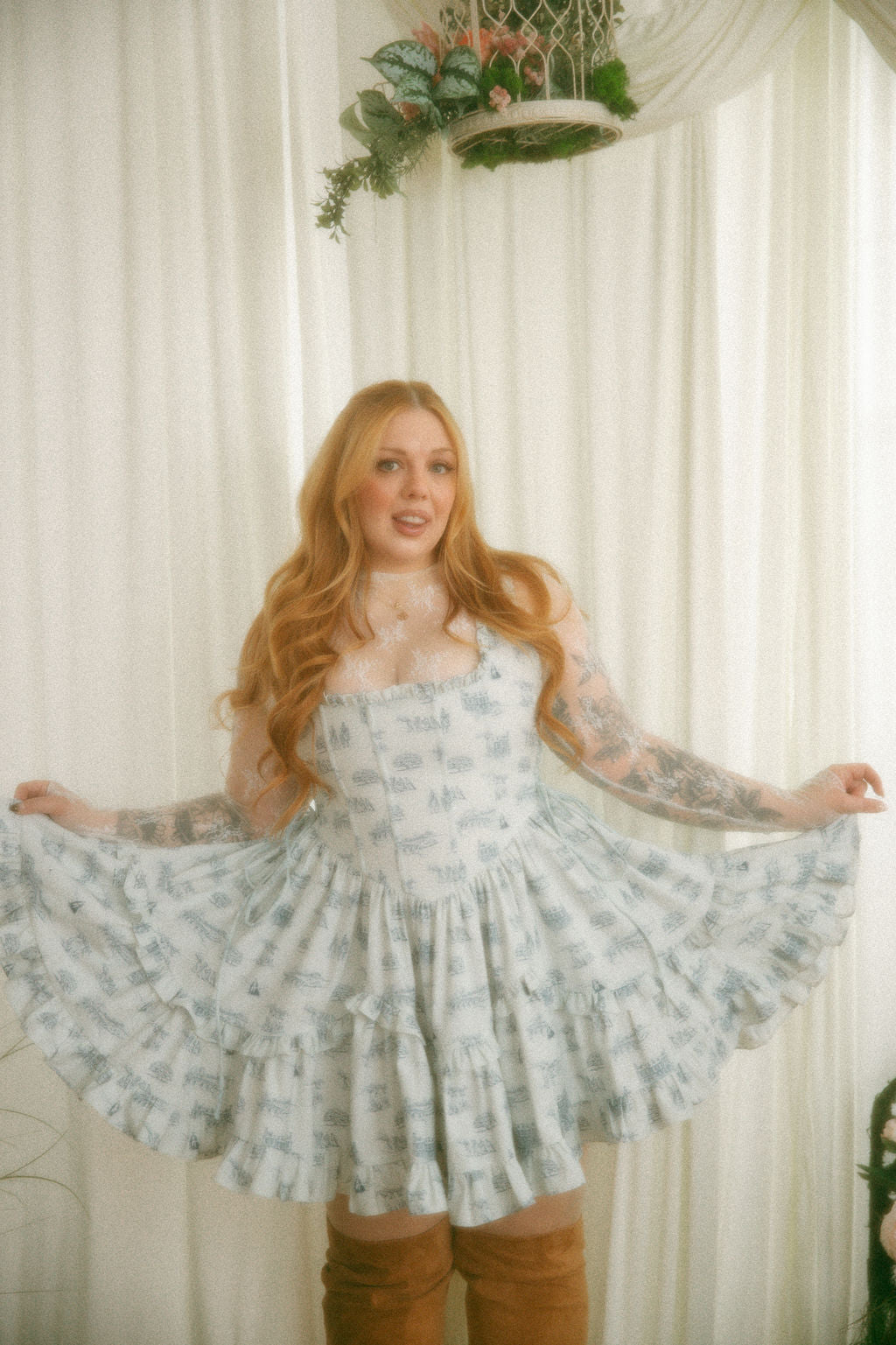 Blue Toile Carmilla Mini Dress - Pride & Prejudice Collection