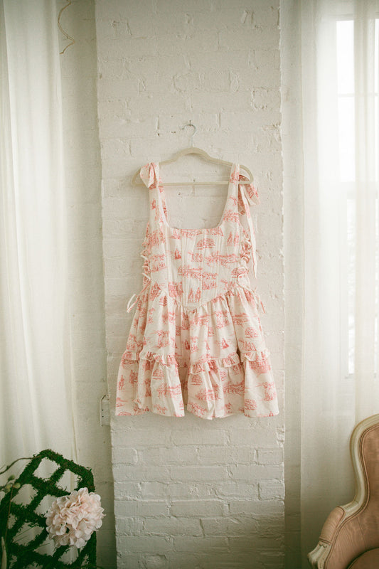 Pink Toile Diana Mini Dress - Pride & Prejudice Collection