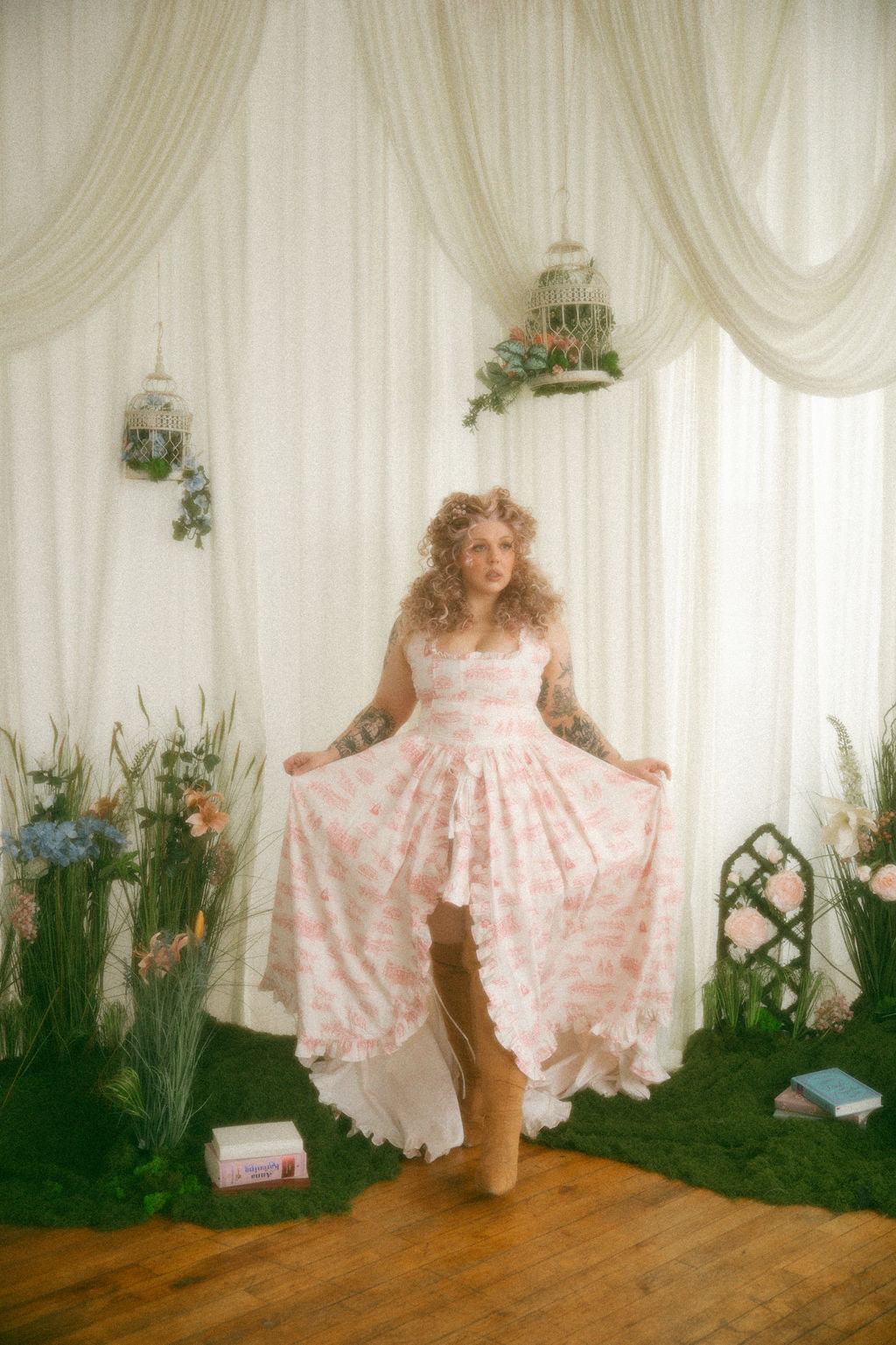 Pink Toile Antoinette Overskirt - Pride & Prejudice Collection