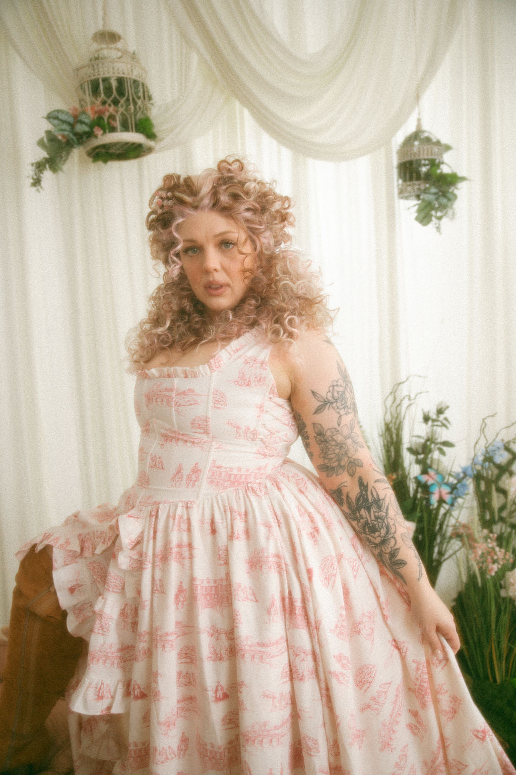 Pink Toile Antoinette Overskirt - Pride & Prejudice Collection