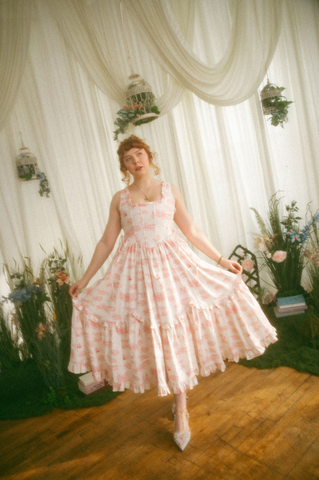 Final Sale - Pink Toile Carmilla Dress - Pride & Prejudice Collection