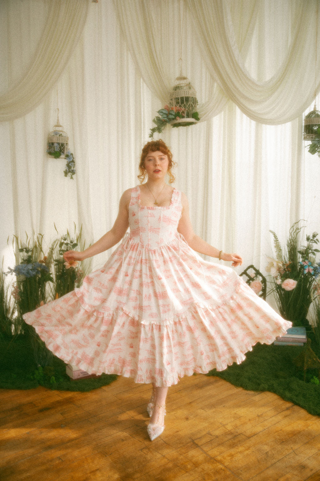 Final Sale - Pink Toile Carmilla Dress - Pride & Prejudice Collection