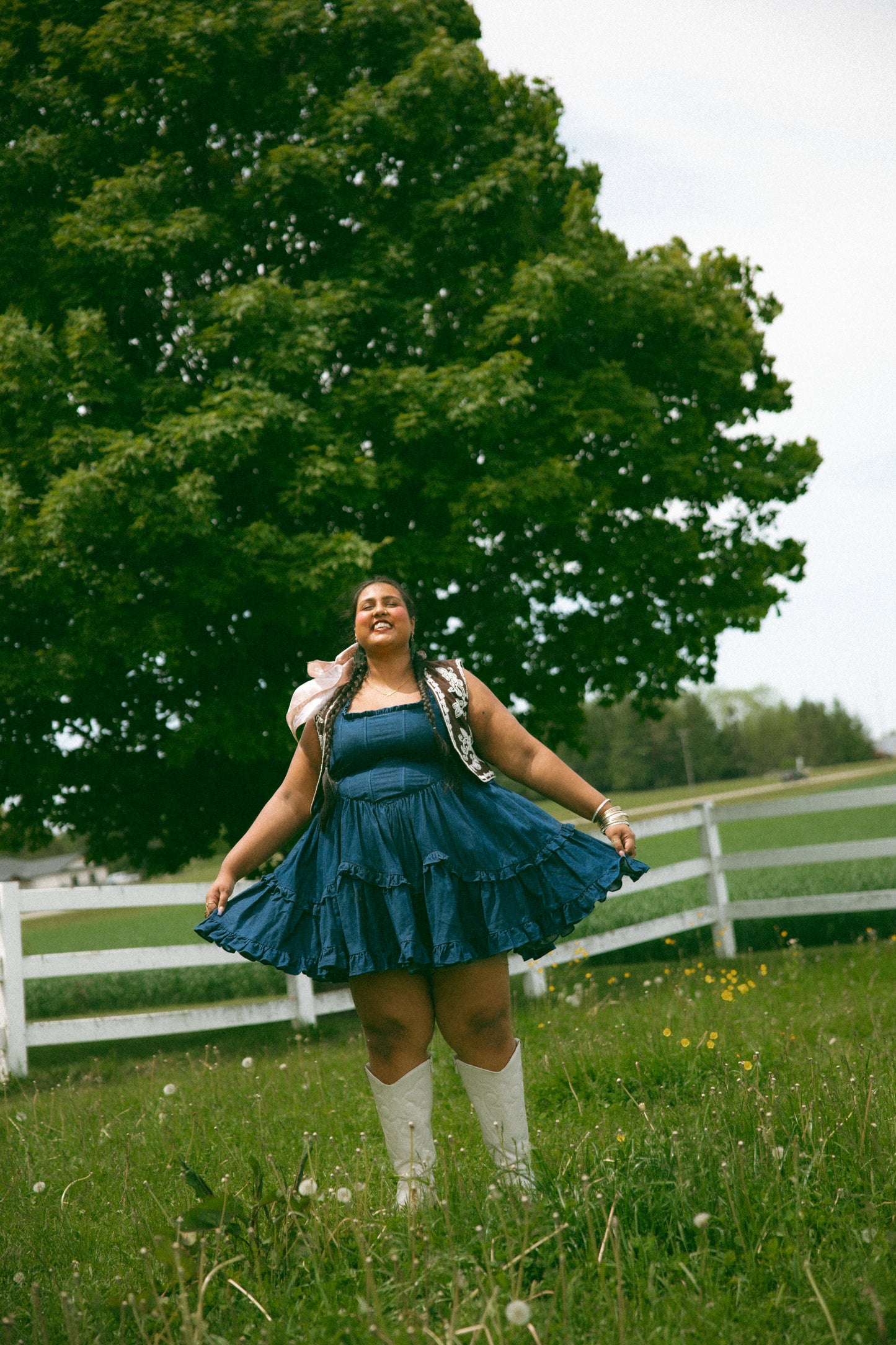 Denim Carmilla Mini Dress - Dark Wash