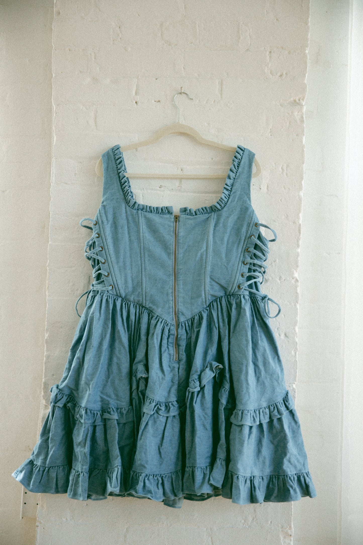 Denim Carmilla Mini Dress - Light Wash