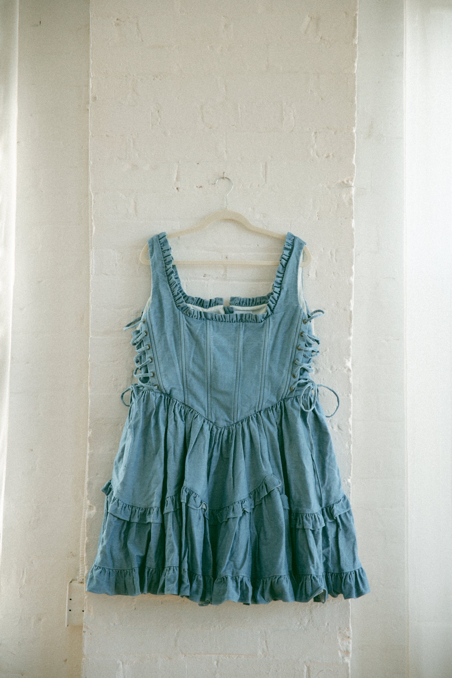 Denim Carmilla Mini Dress - Light Wash