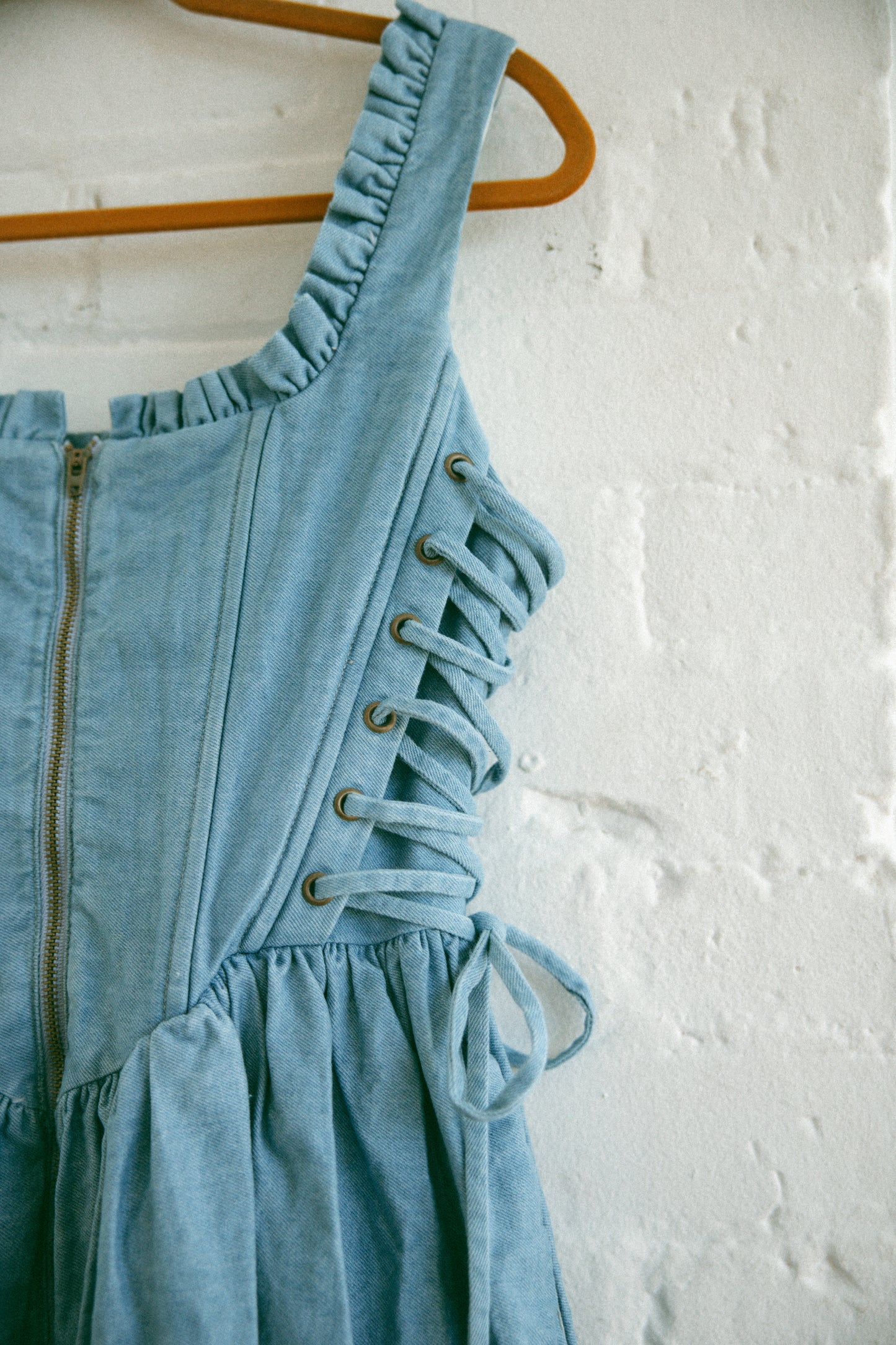 Denim Carmilla Mini Dress - Light Wash